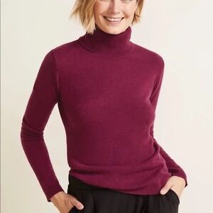 Garnet Hill Cashmere Turtleneck Sweater Womens Medium Plum Maroon Luxury